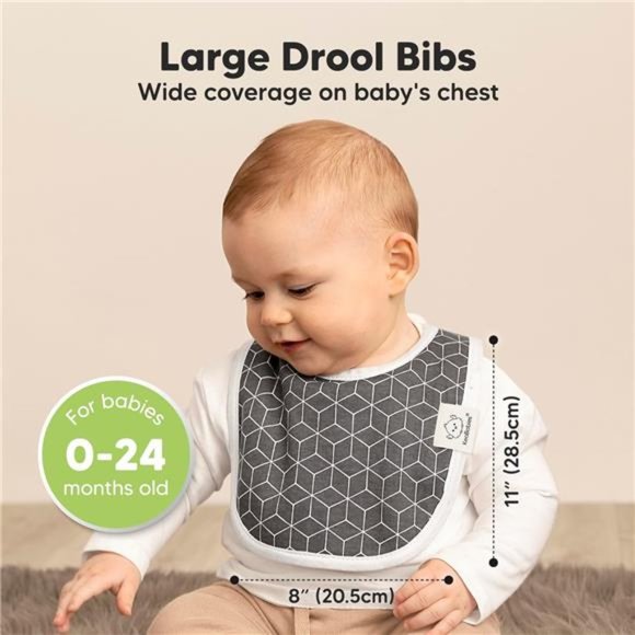 8-Pack Organic Baby Bibs for Girls & Boys - Teething Baby Bib, Baby Boy Bibs - Picture 2 of 7